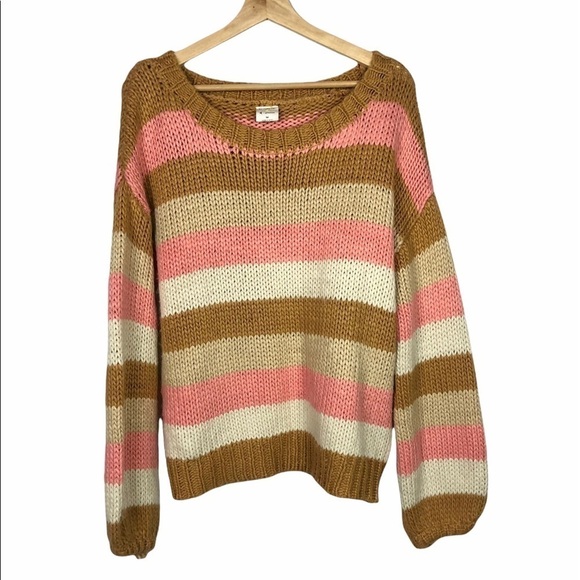 Boutique By Together Striped Crew Neck Sweater M - Picture 1 of 7